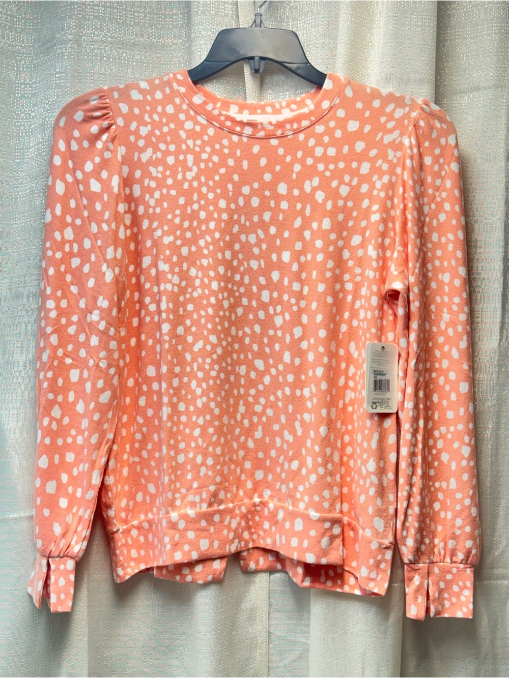 PJ Salvage Womens Coral Crystal Cove Printed Long Sleeve Pullover top xsmall